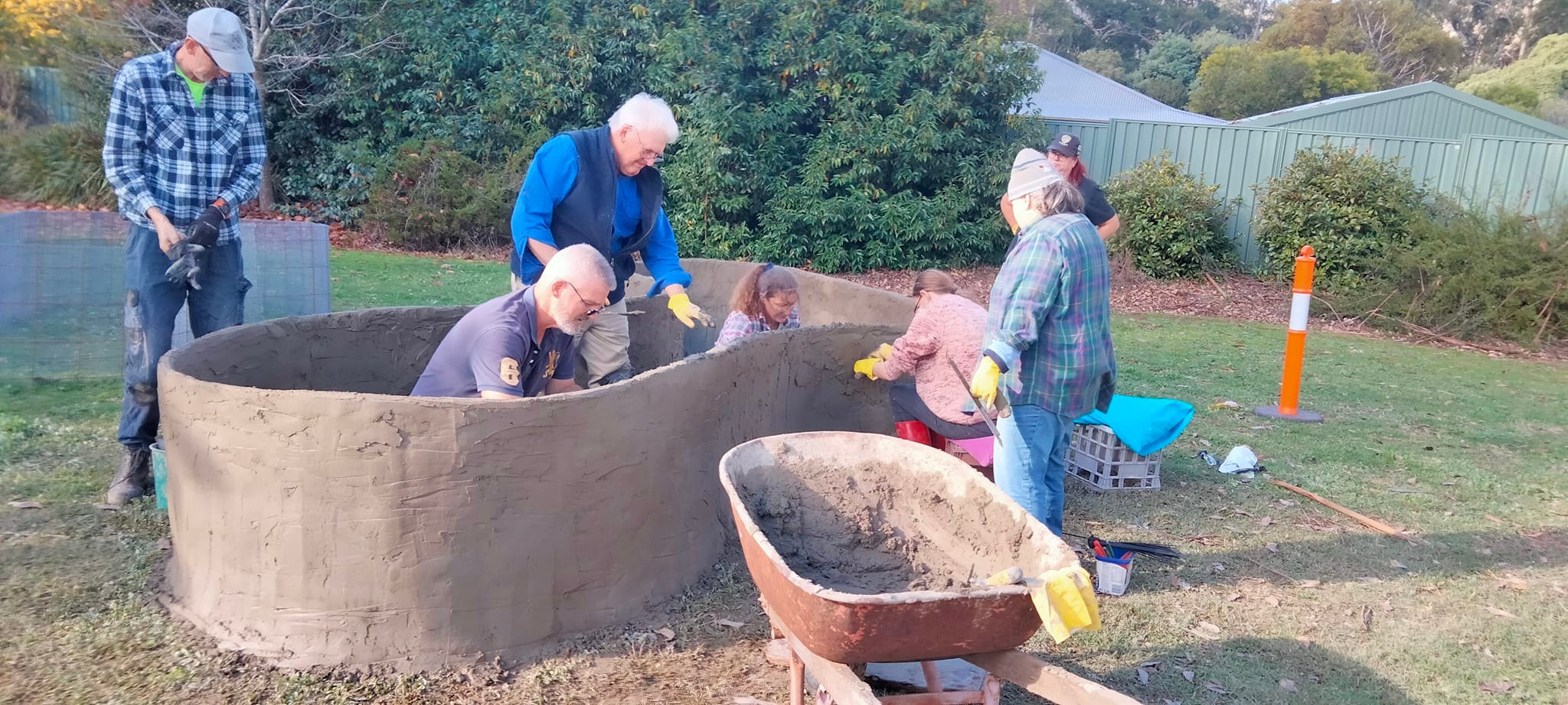 community garden beds being made at Flowerdale community house